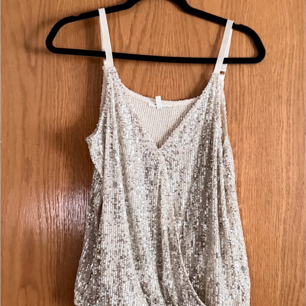 Maurices Sparkling Sequin Cream Tank Top
